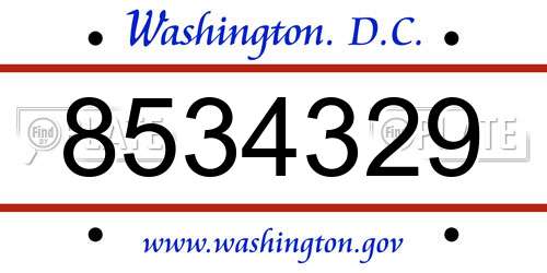 8534329 District Of Columbia License Plate