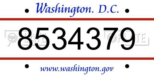 8534379 District Of Columbia License Plate