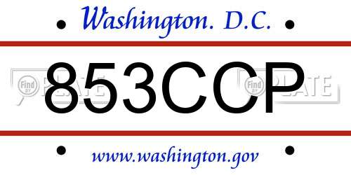 853CCP District Of Columbia License Plate
