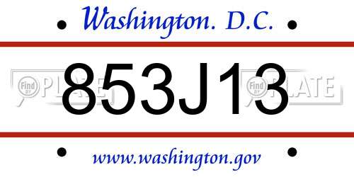 853J13 District Of Columbia License Plate