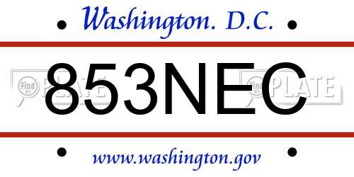 853NEC District Of Columbia License Plate