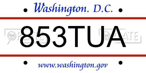 853TUA District Of Columbia License Plate