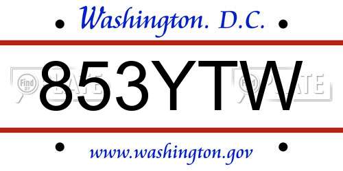 853YTW District Of Columbia License Plate