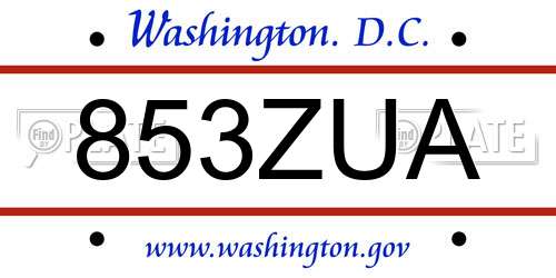 853ZUA District Of Columbia License Plate