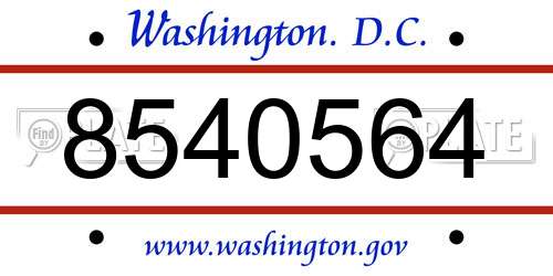 8540564 District Of Columbia License Plate
