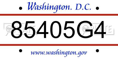 85405G4 District Of Columbia License Plate