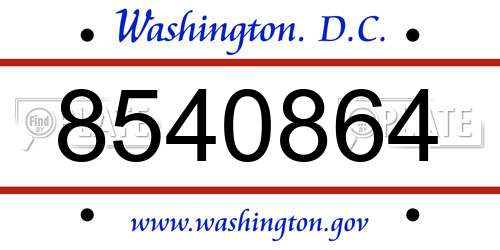 8540864 District Of Columbia License Plate