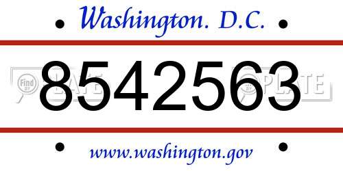 8542563 District Of Columbia License Plate