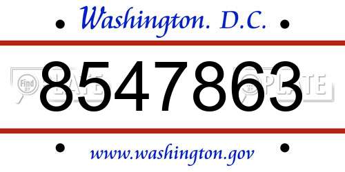 8547863 District Of Columbia License Plate