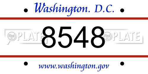 8548 District Of Columbia License Plate