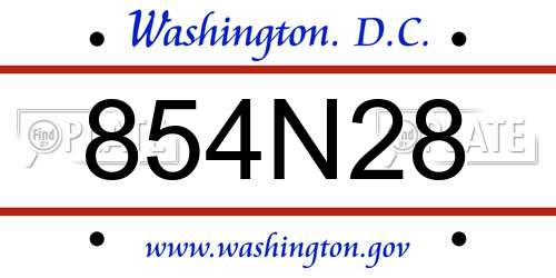 854N28 District Of Columbia License Plate