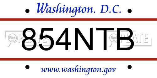 854NTB District Of Columbia License Plate