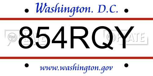 854RQY District Of Columbia License Plate