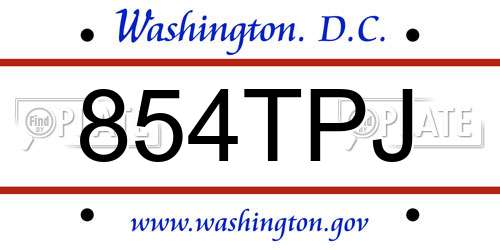 854TPJ District Of Columbia License Plate