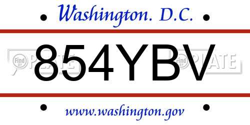 854YBV District Of Columbia License Plate