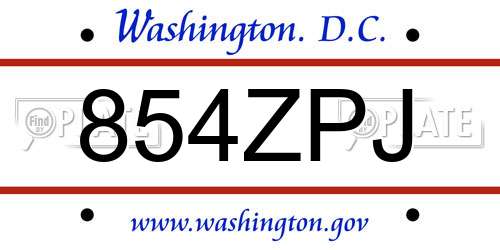 854ZPJ District Of Columbia License Plate