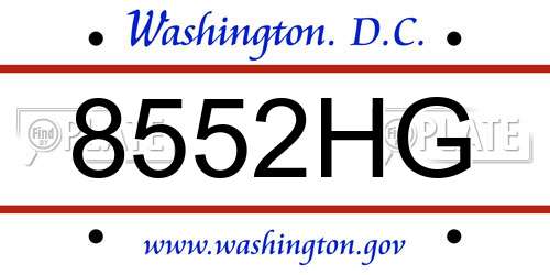 8552HG District Of Columbia License Plate