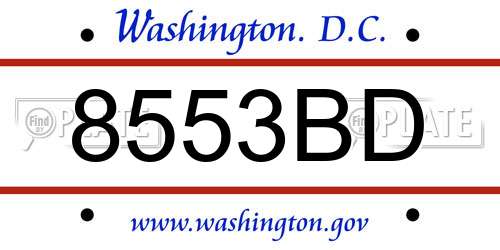 8553BD District Of Columbia License Plate