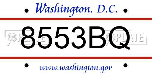 8553BQ District Of Columbia License Plate