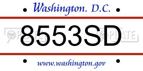 8553SD District Of Columbia License Plate