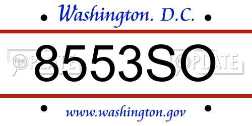 8553SO District Of Columbia License Plate