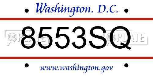 8553SQ District Of Columbia License Plate
