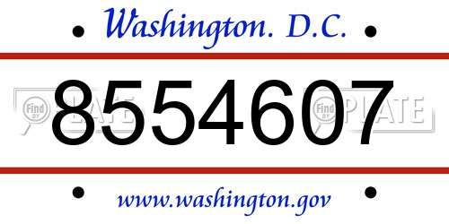 8554607 District Of Columbia License Plate