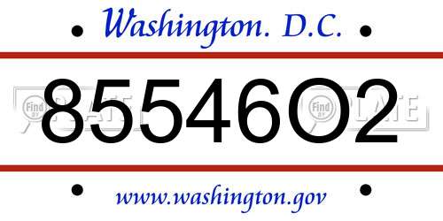 85546O2 District Of Columbia License Plate