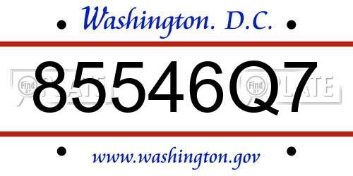 85546Q7 District Of Columbia License Plate