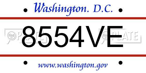 8554VE District Of Columbia License Plate