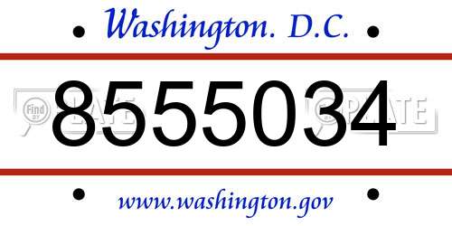 8555034 District Of Columbia License Plate
