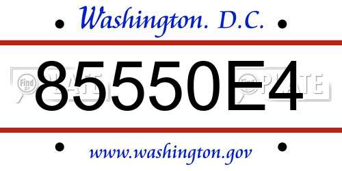 85550E4 District Of Columbia License Plate