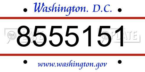 8555151 District Of Columbia License Plate
