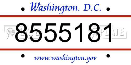 8555181 District Of Columbia License Plate