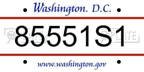 85551S1 District Of Columbia License Plate