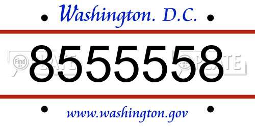 8555558 District Of Columbia License Plate