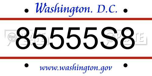 85555S8 District Of Columbia License Plate