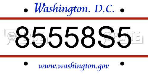 85558S5 District Of Columbia License Plate