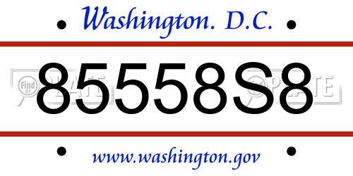 85558S8 District Of Columbia License Plate