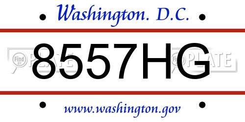 8557HG District Of Columbia License Plate