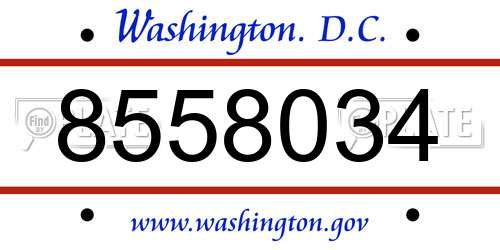 8558034 District Of Columbia License Plate