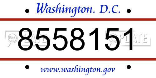 8558151 District Of Columbia License Plate