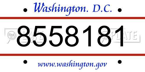 8558181 District Of Columbia License Plate