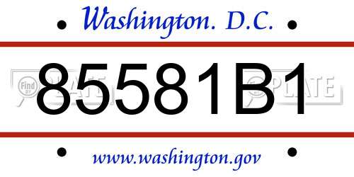 85581B1 District Of Columbia License Plate