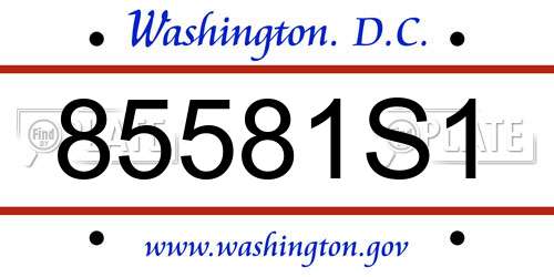 85581S1 District Of Columbia License Plate