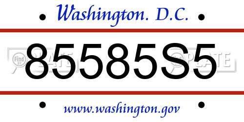 85585S5 District Of Columbia License Plate