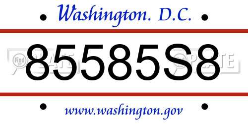 85585S8 District Of Columbia License Plate