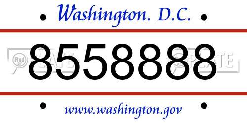 8558888 District Of Columbia License Plate