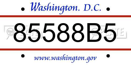 85588B5 District Of Columbia License Plate