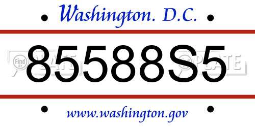 85588S5 District Of Columbia License Plate